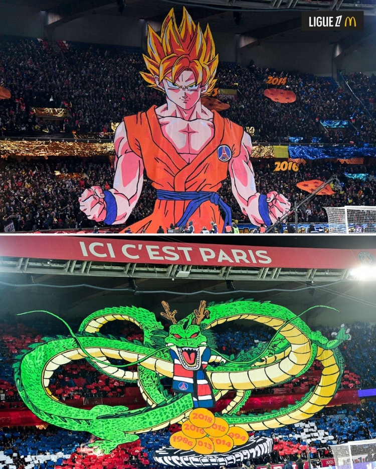逝世一周年，法甲官推曬昔日巴黎主場(chǎng)龍珠TIFO：鳥(niǎo)山明經(jīng)典永存